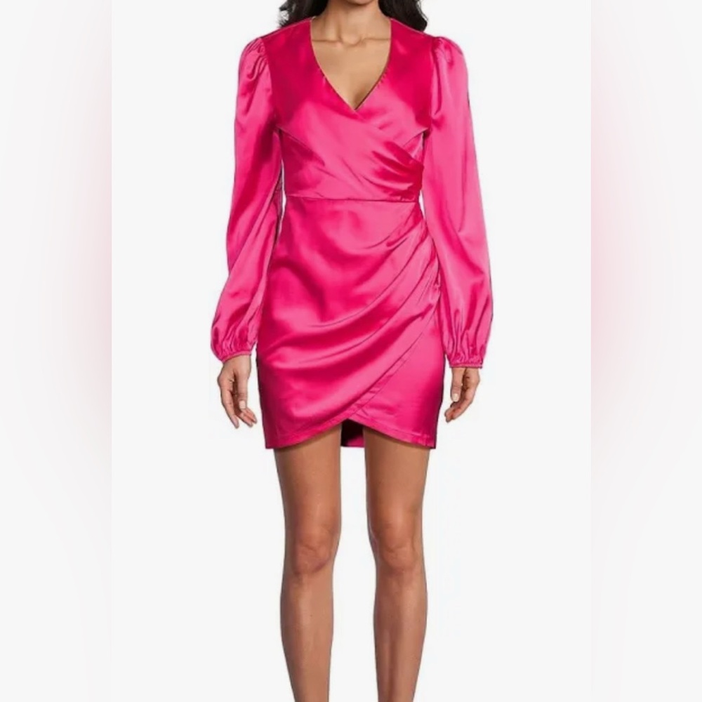 Lulu's Pink Ruched Bodycon Dress with Bishop Sleeves